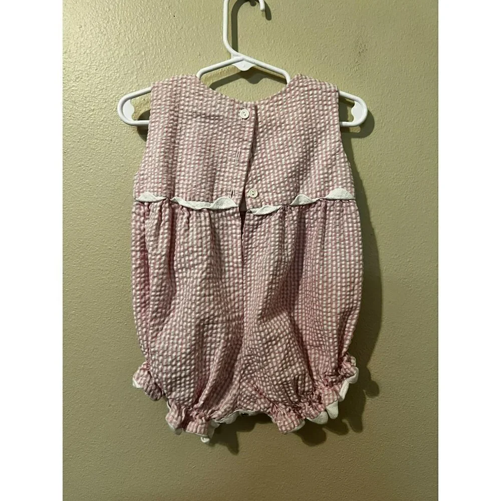 Baby Girl's Funtasia Too Pink & White Checkered Romper Size 6M [EXCELLENT]
